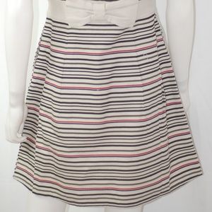 NWT Tan & Black Red Navy Stripes Bow Dress Sz L